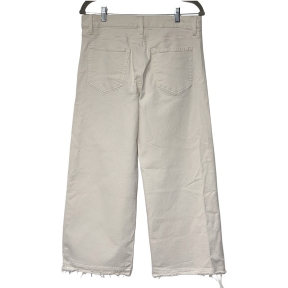 {LOFT} "High Rise Wide Leg Cropped Jeans in Ecru" Loose Relaxed Stretch Denim - Picture 3 of 8